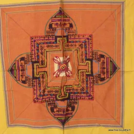 Nappe tibétaine coton épais safran jaune d'or 150 x 150cm - Tenture murale bouddhiste, nappe
