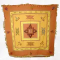 Nappe tibétaine coton épais safran jaune d'or 150 x 150cm - Tenture murale bouddhiste, nappe