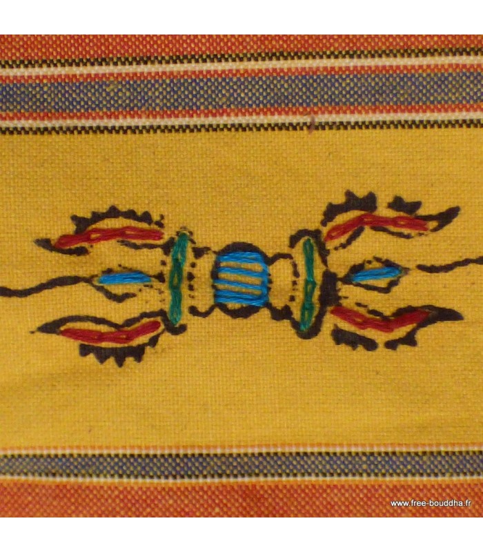 Nappe tibétaine coton épais safran jaune d'or 150 x 150cm