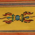 Nappe tibétaine coton épais safran jaune d'or 150 x 150cm - Tenture murale bouddhiste, nappe