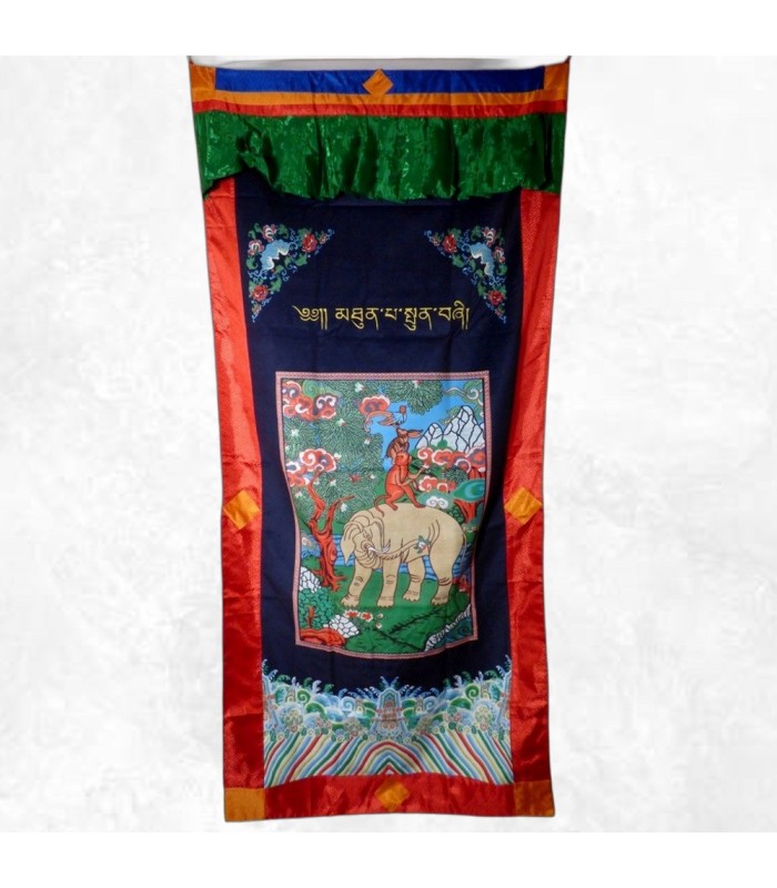 Tenture bhoutanaise en soie sauvage, motif harmonieux.