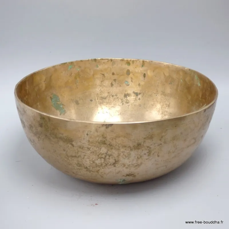 Bol tibétain ancien à double fond 20,5 cm - Bols tibétains 7 métaux