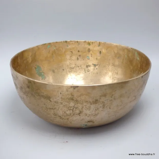 Bol tibétain ancien à double fond 20,5 cm - Bols tibétains 7 métaux
