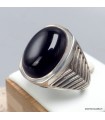 Bague Onyx noir véritable taille 60 en argent 925