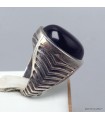 Bague Onyx noir véritable taille 60 en argent 925