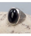 Bague Onyx noir véritable taille 60 en argent 925