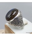 Labradorite bleue bague homme argent 925, chevalière artisanale certifiée
