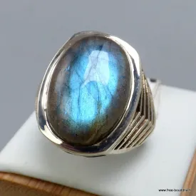 Chevalière pour HOMME en Labradorite - Bijoux en Labradorite Bleue