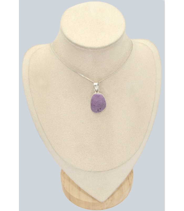 Petit Pendentif argent Stichtite forme libre