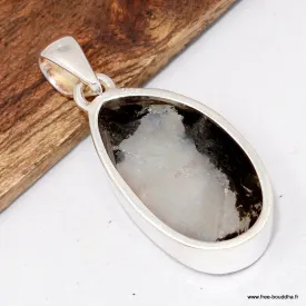 Authentique Pendentif Pierre de Lune bleue et Tourmaline - Bijoux en Pierre de Lune Tourmaline