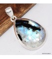 Pendentif goutte pierre de lune bleue et tourmaline en argent 925