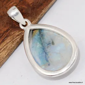 Pendentif goutte Pierre de Lune bleue et Tourmaline - Bijoux en Pierre de Lune Tourmaline