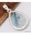Pendentif goutte pierre de lune bleue et tourmaline en argent 925