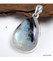 Pendentif goutte pierre de lune bleue et tourmaline en argent 925