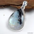 Pendentif goutte Pierre de Lune bleue et Tourmaline - Bijoux en Pierre de Lune Tourmaline
