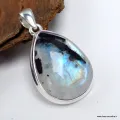 Pendentif goutte Pierre de Lune bleue et Tourmaline - Bijoux en Pierre de Lune Tourmaline