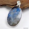 Pendentif Pierre de Lune bleu intense et Tourmaline - Bijoux en Pierre de lune