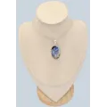Pendentif Pierre de Lune bleu intense et Tourmaline - Bijoux en Pierre de lune