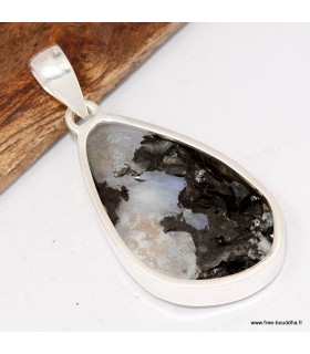 Pendentif Pierre de Lune et Tourmaline argent 925, bijou authentique