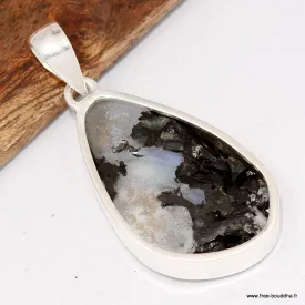 Pendentif Pierre de Lune turquoise et Tourmaline - Bijoux en Pierre de lune