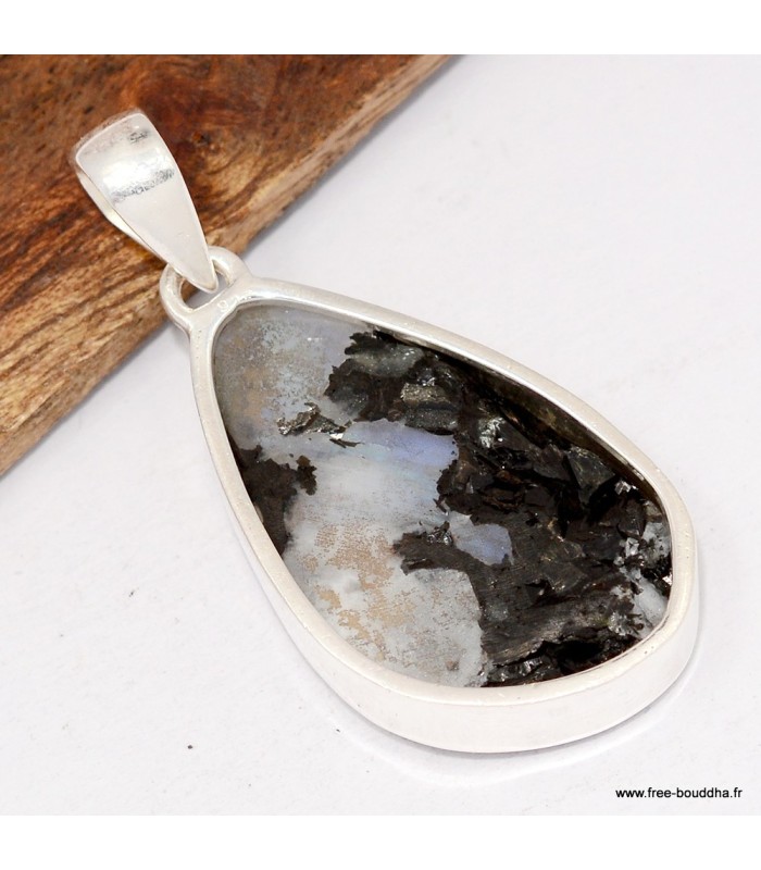 Pendentif Pierre de Lune turquoise et Tourmaline