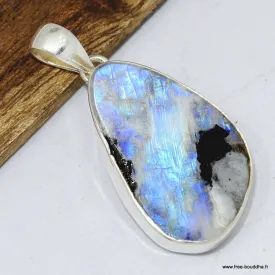 Pendentif Pierre de Lune turquoise et Tourmaline - Bijoux en Pierre de lune