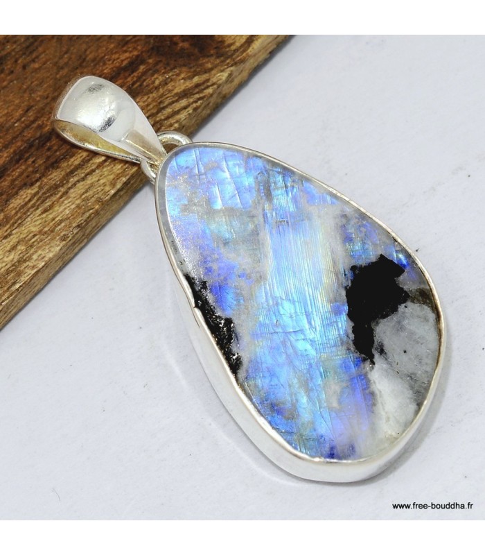 Pendentif Pierre de Lune turquoise et Tourmaline