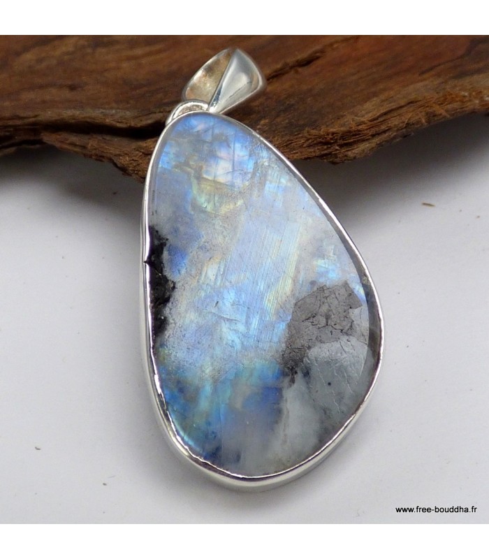 Pendentif Pierre de Lune turquoise et Tourmaline