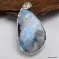 Pendentif Pierre de Lune turquoise et Tourmaline - Bijoux en Pierre de lune