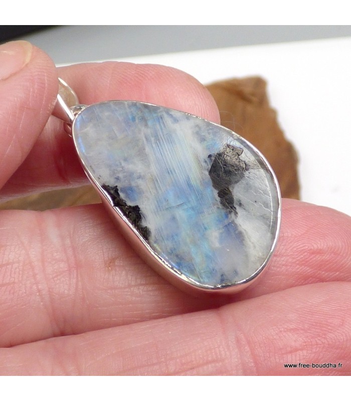 Pendentif Pierre de Lune turquoise et Tourmaline