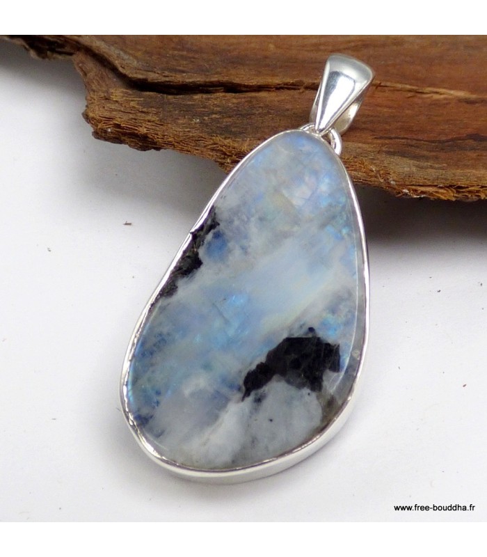 Pendentif Pierre de Lune turquoise et Tourmaline