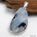 Pendentif Pierre de Lune turquoise et Tourmaline - Bijoux en Pierre de lune