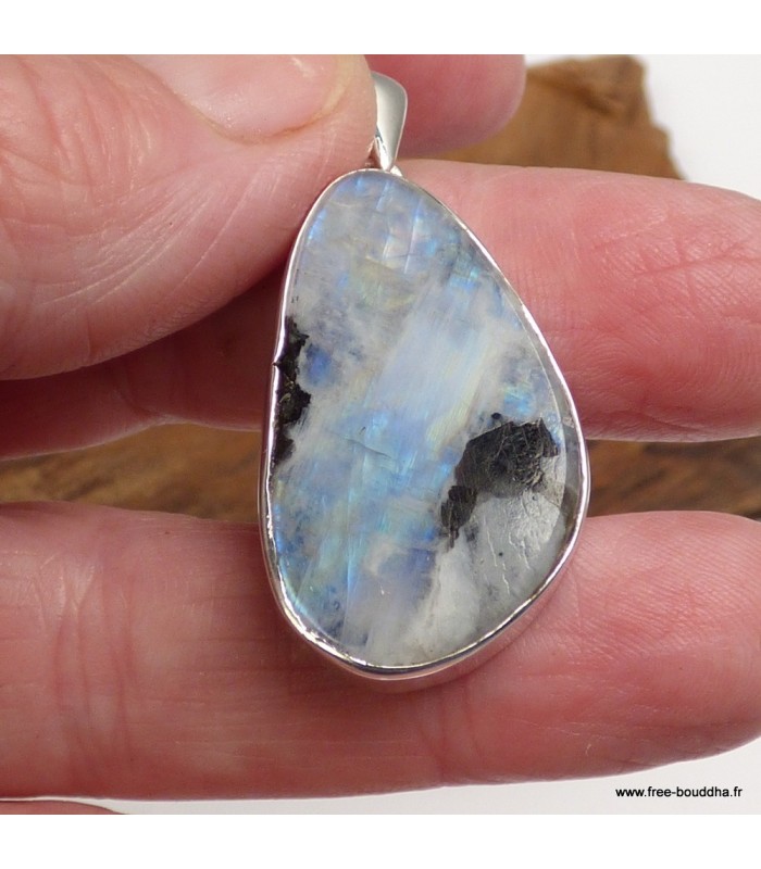 Pendentif Pierre de Lune turquoise et Tourmaline