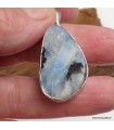 Pendentif Pierre de Lune et Tourmaline argent 925, bijou authentique