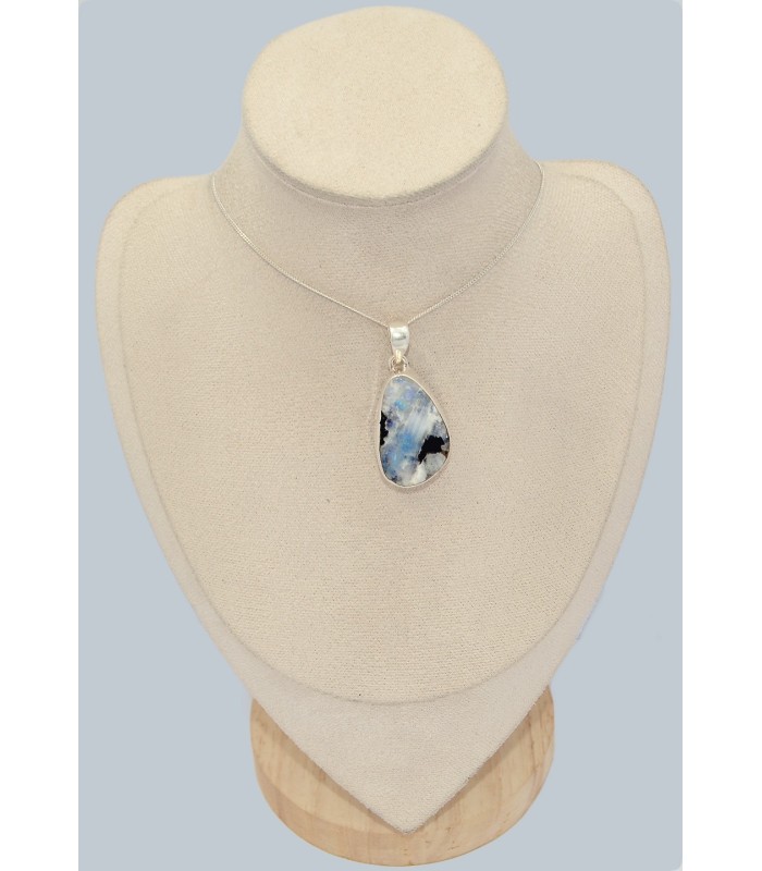 Pendentif Pierre de Lune turquoise et Tourmaline