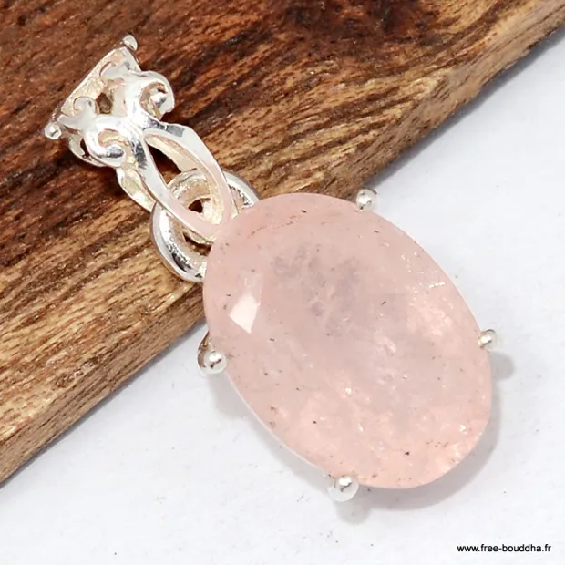 Pendentif pierre naturelle Morganite facettée - Bijoux en Morganite