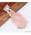 Pendentif Morganite ovale facettée véritable argent 925