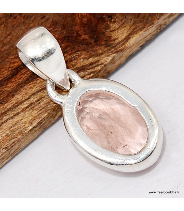 Pendentif Morganite facettée serti clos