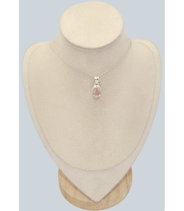Pendentif Morganite facettée serti clos