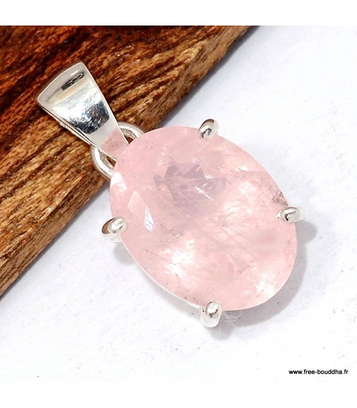 Pendentif Morganite facettée serti griffes