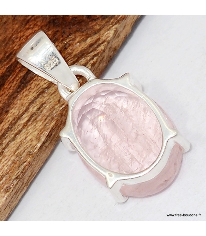 Pendentif Morganite facettée serti griffes