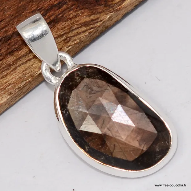 Pendentif argent Saphir doré Zawadi forme libre - Bijoux en Saphir doré Zawadi