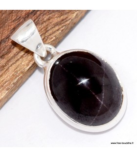 Pendentif Grenat Etoile oval - Argent 925