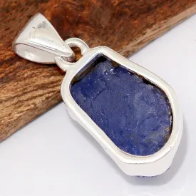 Pendentif argent Tanzanite brute serti clos - Pendentifs pierres naturelles