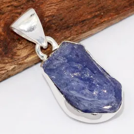 Pendentif argent Tanzanite brute serti clos - Pendentifs pierres naturelles