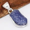 Pendentif argent Tanzanite brute serti clos - Pendentifs pierres naturelles