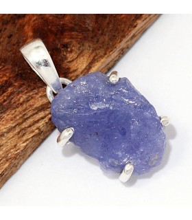 Pendentif en tanzanite brute sur argent 925 certifié.