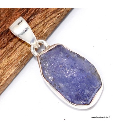 Bijou Tanzanite brute véritable - Pendentif argent 925