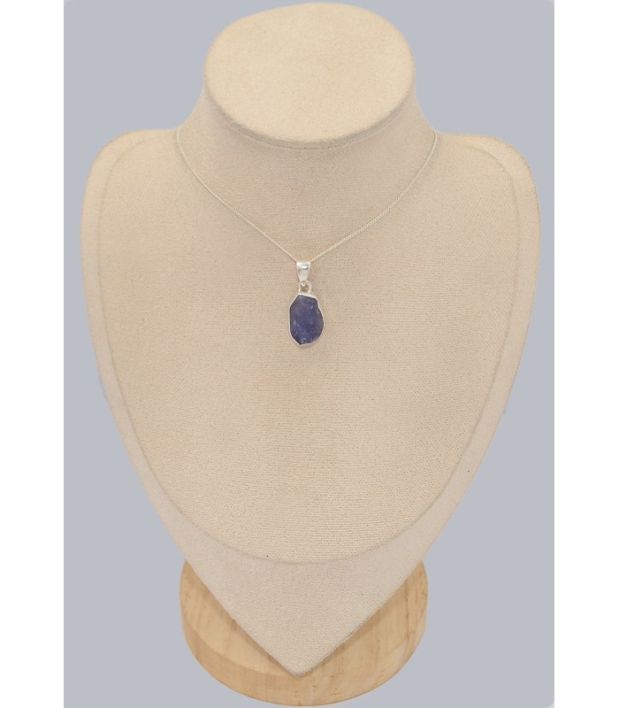 Bijou Tanzanite brute véritable - Pendentif argent 925