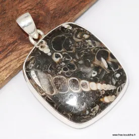 Gros Pendentif argent Jaspe Tortue - Turtella - Bijoux en Jaspe Tortue - Turtella